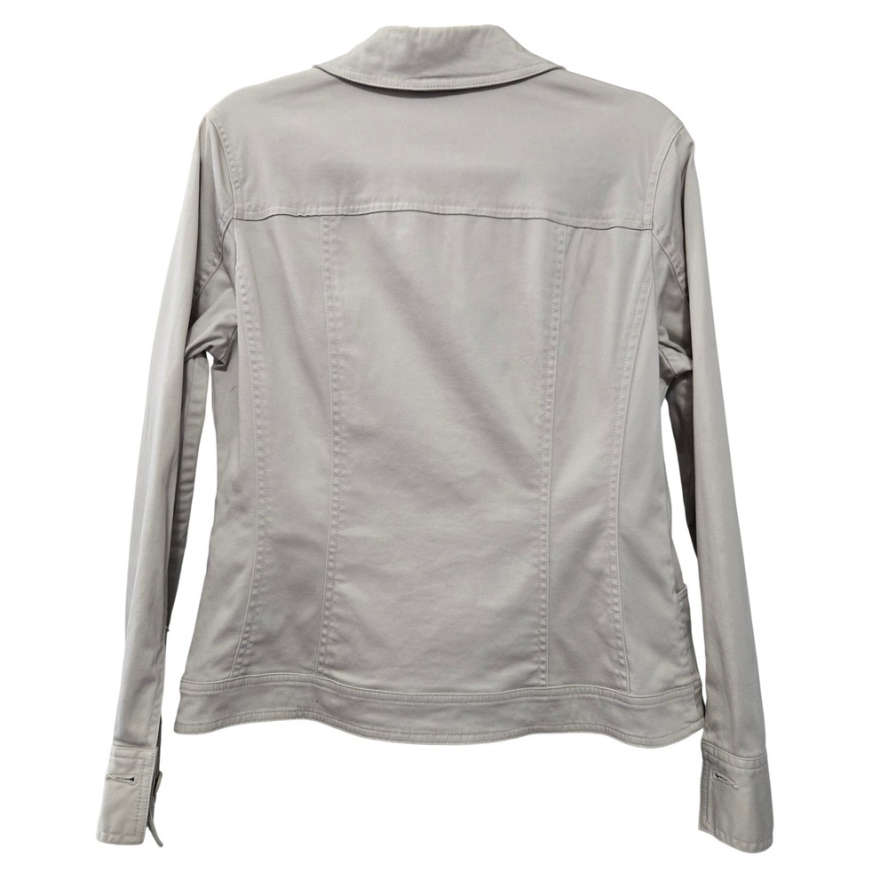 Charter Club Womens M Classic Khaki Stretch Cotton Button Front Utility Jacket - Picture 7 of 8